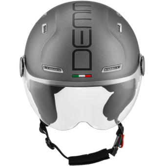 Demm Snorfiets helm Mat Titanium met zwarte voering
