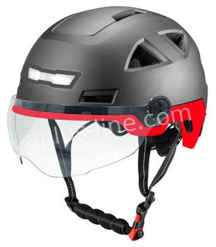 Vito Snorfiets Helm + Vizier Mat Zwart / Rood NTA goedgekeurd