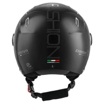 Demm Snorfiets helm Glans Zwart met zwarte voering