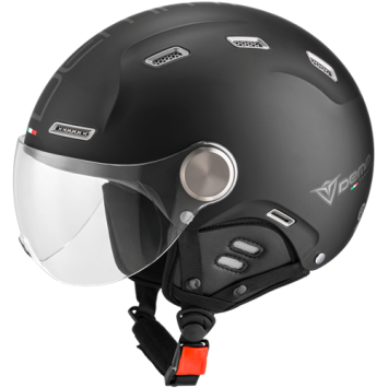 Demm Snorfiets helm Mat Zwart met zwarte voering