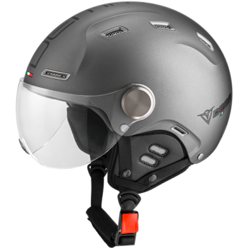 Demm Snorfiets helm Mat Titanium met zwarte voering